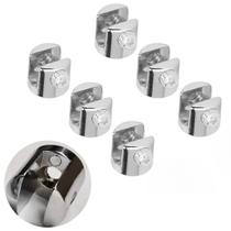 Kit 06 Suportes p/ Prateleiras Vidro 6mm 01 Furo 100% Metal