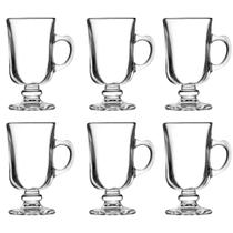 Kit 06 taças p/ capuccino copo vidro 110mL cafeteria jogo de canecas alças Kit 06 taças p/ capuccino copo vidro 110mL cafeteria jogo de canecas alças