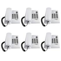 Kit 06 Telefones Com Fio Mesa ou Parede Pleno Branco Intelbras