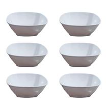 Kit 06 Tigela Quadrada Lisa de Melamina Branca Leve Resistente - 1100mL - 17cm - Bestfer Kit 06 Tigela Quadrada Lisa de Melamina Branca Leve Resistente - 1100mL - 17cm - Bestfer