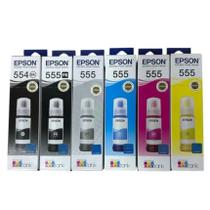 kit 06 Tinta para recarga T555 para impressora tank L8180 L8160 L8180 ECO-EP .S0N ORI L8160