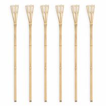 Kit 06 Tocha De Bambu Antimosquito Com Vela Cheiro De Citronela altura 79 cm