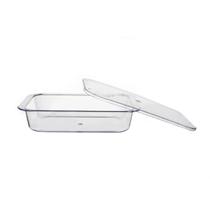 Kit 06 Travessa Retangular Cristal Transparente Tampa 17x27