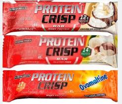 Kit 06 unid Crisp Bar Protein (Creme de Coco, Leite Ninho e Ovomaltine) de 45g-Integralmedica
