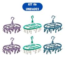 Kit 06 Varal Para Roupas Intimas Cueca Calcinha Meia 18 Prendedores Oval De Apartamento Lavanderia
