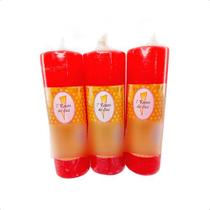 Kit 06 Velas Votiva 7 Dias Mel Vermelho 260g Parafina Pura