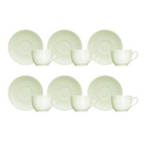 Kit 06 Xícara Café Pires Verde Ment Chevron Germer Porcelana