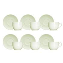 Kit 06 Xícara Chá Pires Verde Menta Chevron Germer Porcelana