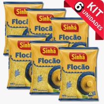 KIT 06X Flocão de Milho Sinhá 500G Farinha de Milho Flocada Cuzcuz Natural Sem Glúten