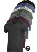 Kit 07 Camisetas Masculina Camisa Slim Fit Lisa Basic Basica Gola V - HVF MODAS