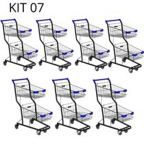 Kit 07 Carrinhos de compras Supermercado Lojas Reforçado 90L