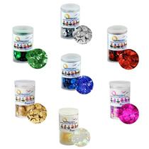 Kit 07 Lantejoulas Metalizada (10mm) Pote de 2g Escolar Artesanato Lantecor