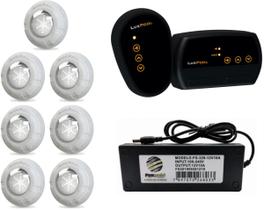 Kit 07 Led Rgb 9w Piscina Módulo Rgb Luxpool Fonte 10 A