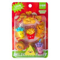 Kit 07 Mini Borrachas Fast Food Colorida Divertida Fritas e Refri Papelaria Material Escolar Comidinhas Infantil