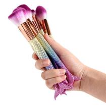 Kit 07 Pincéis de Maquiagem Sereia Calda de Peixe Profissional