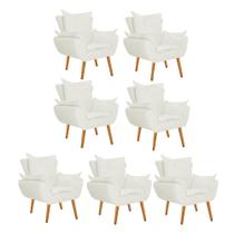 Kit 07 Poltrona Cadeira Decorativa Apollo Sala de Estar Recepção Escritório Suede Bege - Damaffê Móveis