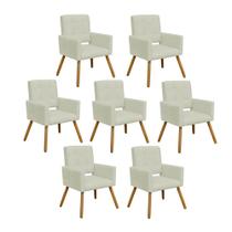 Kit 07 Poltrona Cadeira Decorativa Hit Pé Palito Sala de Estar Recepção Escritório Suede Bege - Damaffê Móveis