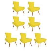 Kit 07 Poltrona Cadeira Decorativa Nani Sala de Estar Recepção Escritório material sintético Amarelo - Damaffê Móveis