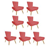 Kit 07 Poltrona Cadeira Decorativa Nani Sala de Estar Recepção Escritório material sintético Vermelho - Damaffê Móveis