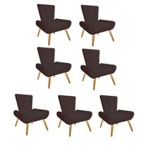 Kit 07 Poltrona Cadeira Decorativa Nani Sala de Estar Recepção Escritório Suede Marrom - Damaffê Móveis Kit 07 Poltrona Cadeira Decorativa Nani Sala de Estar Recepção Escritório Suede Marrom - Damaffê Móveis