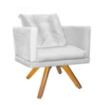 Kit 07 Poltrona Milena Confort Base Giratória Carvalho Com Almofada Sala Recepção Escritório material sintético Branco - DAMAFFÊ MÓVEIS Kit 07 Poltrona Milena Confort Base Giratória Carvalho Com Almofada Sala Recepção Escritório material sintético Branco - DAMAFFÊ MÓVEIS