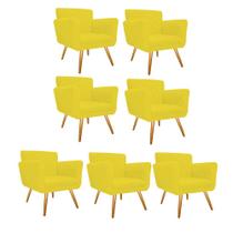 Kit 07 Poltronas Cadeira Decorativa Cloe Pé Palito Para Sala de Estar Recepção Escritório Corinho Amarelo - Damaffê Móveis