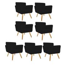 Kit 07 Poltronas Cadeira Decorativa Cloe Pé Palito Para Sala de Estar Recepção Escritório Corinho Preto - Damaffê Móveis