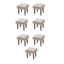 Kit 07 Puff Maria para Sala de TV e Estar Quarto Confortável Suede Bege MABE MAGAZINE