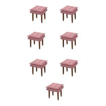 Kit 07 Puff Maria para Sala de TV e Estar Quarto Confortável Suede Rose MABE MAGAZINE