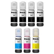 Kit 07 Refil de Tinta compatível T544 para impressora Ecotank Epson L3150, L3110, L5190, L3250, L3210, L5290, L5593