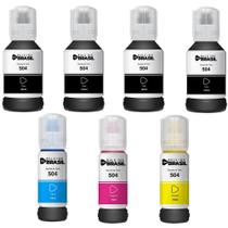 Kit 07 refil de tintas T504 Compatível para Epson Ecotank L4150, L4160, L4260