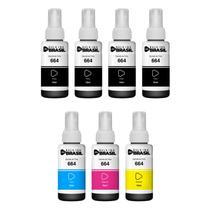 KIT 07 tintas T664 compatível epson para impressora Jato de Tinta L355, L365, L455 KIT 07 tintas T664 compatível epson para impressora Jato de Tinta L355, L365, L455