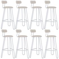 Kit 08 Banqueta Alta Bar Cozinha Sala de Jantar Áris C01 Branco Linho Areia - Lyam Decor Kit 08 Banqueta Alta Bar Cozinha Sala de Jantar Áris C01 Branco Linho Areia - Lyam Decor