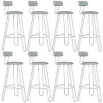 Kit 08 Banqueta Alta Bar Cozinha Sala de Jantar Áris C01 Branco material sintético Off White - Lyam Decor Kit 08 Banqueta Alta Bar Cozinha Sala de Jantar Áris C01 Branco material sintético Off White - Lyam Decor