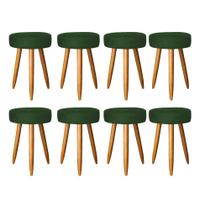 Kit 08 Banqueta Alta Julia 50cm Bar Cozinha Balcão Bistrô Pé Palito Castanho Suede Verde - Ahz Móveis