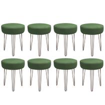 Kit 08 Banqueta Alta Julia Industrial 55cm Ferro Verde Suede Verde - Ahz Móveis