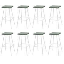 Kit 08 Banquetas Alta Eliza 75cm Industrial Para Cozinha Ferro Branco 100% MDF Verde - Ahz Móveis