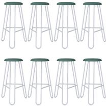 Kit 08 Banquetas Baixa Bar Cozinha Sala de Jantar Áris C01 Branco material sintético Verde Sálvia - Lyam Decor Kit 08 Banquetas Baixa Bar Cozinha Sala de Jantar Áris C01 Branco material sintético Verde Sálvia - Lyam Decor