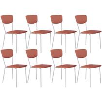 Kit 08 Cadeira Para Sala de Jantar Village Branco C01 material sintético Terra Rosê - Lyam Decor Kit 08 Cadeira Para Sala de Jantar Village Branco C01 material sintético Terra Rosê - Lyam Decor