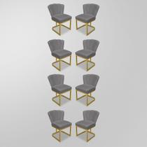 Kit 08 Cadeira Recepção/Decorativa Flor - Base Ferro Dourado
