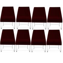 Kit 08 Cadeiras Ana Base de Ferro prata suede Marsala - D'Classe Decor Kit 08 Cadeiras Ana Base de Ferro prata suede Marsala - D'Classe Decor