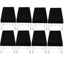 Kit 08 Cadeiras Ana Base de Ferro prata suede Preto - D'Classe Decor