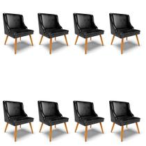 Kit 08 Cadeiras Corano Preto Pés Palito Castanho