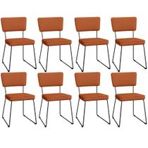 Kit 08 Cadeiras Decorativas Estofada Base De Aço Allana L02 Tecido Terracota - Lyam Decor Kit 08 Cadeiras Decorativas Estofada Base De Aço Allana L02 Tecido Terracota - Lyam Decor