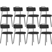 Kit 08 Cadeiras Decorativas Estofada Para Sala De Jantar Barcelona L02 Facto Preto - Lyam Decor