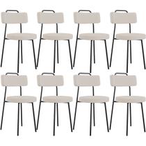 Kit 08 Cadeiras Decorativas Estofada Para Sala De Jantar Barcelona L02 Linho Bege - Lyam Decor
