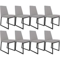 Kit 08 Cadeiras Decorativas Estofada Para Sala de Jantar Dafne L02 Corano Cinza -LyamDecor