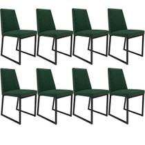 Kit 08 Cadeiras Decorativas Estofada Para Sala de Jantar Dafne L02 Facto Verde Musgo -LyamDecor