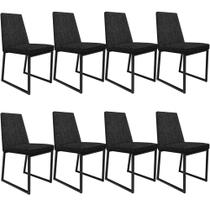 Kit 08 Cadeiras Decorativas Estofada Para Sala de Jantar Dafne L02 Linho Chumbo -LyamDecor
