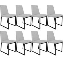 Kit 08 Cadeiras Decorativas Estofada Para Sala de Jantar Dafne L02 Linho Cinza -LyamDecor